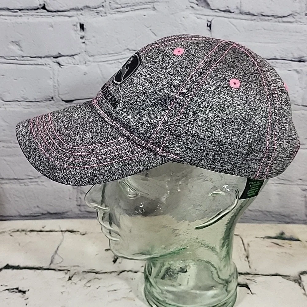 John Deere Youth Hat Gray Pink One Size Adjustable Ball Cap